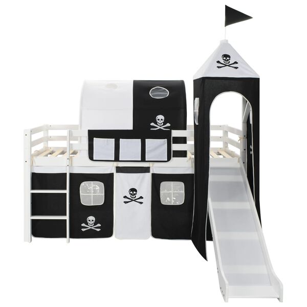 vidaXL Kinderhochbett-Rahmen mit Rutsche &amp; Leiter Kiefernholz 97x208cm
