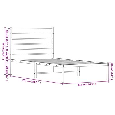 vidaXL Bettgestell mit Kopfteil Metall Schwarz 107x203 cm