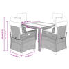 vidaXL 5-tlg. Garten-Essgruppe mit Kissen Grau Poly Rattan