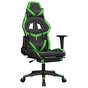 vidaXL Gaming-Stuhl mit Massage & Fu&szlig;st&uuml;tze Schwarz & Gr&uuml;n Kunstleder