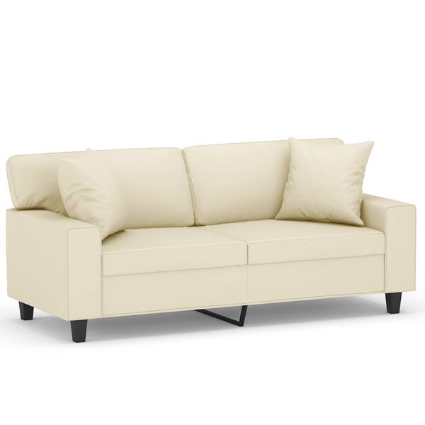 vidaXL 2-Sitzer-Sofa mit Zierkissen Creme 140 cm Kunstleder