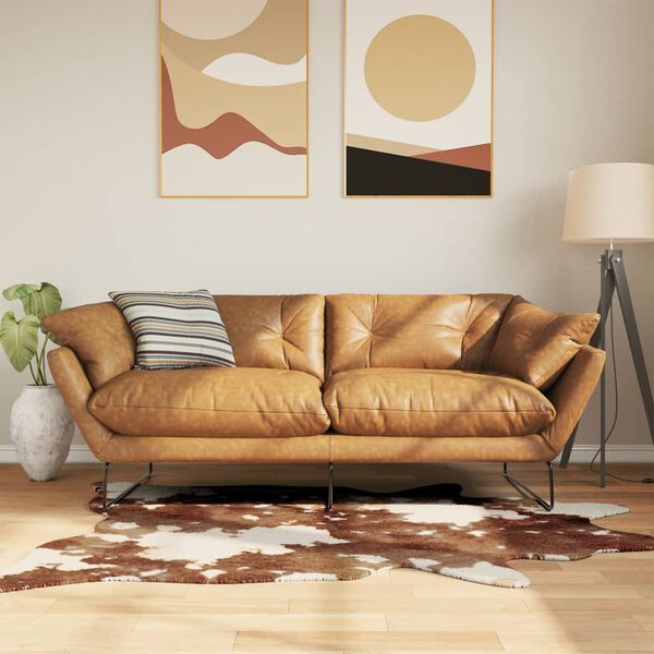 vidaXL Teppich Braun & Wei&szlig; 120x170 cm Kuhmuster Waschbar Rutschfest