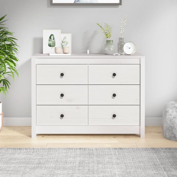 vidaXL Beistellschrank Wei&szlig; 100x40x72 cm Massivholz Kiefer