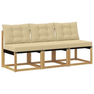 vidaXL 3 stk. Outdoor Mittelsofa Massivholz Akazie und Textilene Stoff