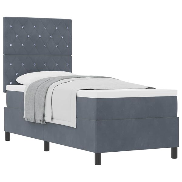 vidaXL Boxspringbett mit Matratze Dunkelgrau 80 x 200 cm Samt
