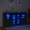 vidaXL Sideboard mit LED-Leuchten Schwarz 202x37x100 cm