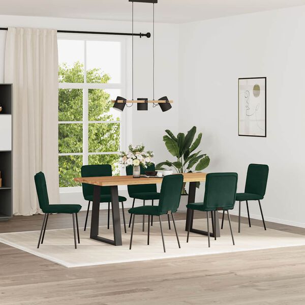 vidaXL Esszimmerst&uuml;hle 6 Stk. Dunkelgr&uuml;n Samt