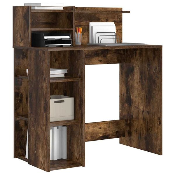 vidaXL Schreibtisch Ger&auml;ucherte Eiche 90 x 48 x 101,5 cm Holzwerkstoff
