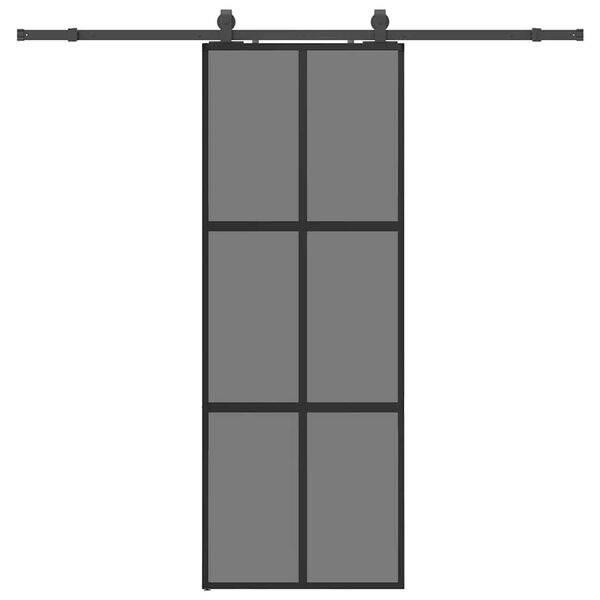 vidaXL Schiebet&uuml;r mit Beschlag Schwarz 76x205 cm Hartglas