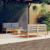 vidaXL 5-tlg. Garten-Lounge-Set mit Grauen Kissen Kiefernholz