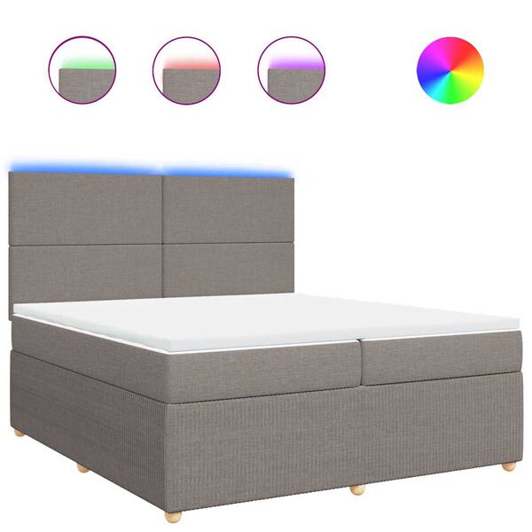 vidaXL Boxspringbett mit Matratze Taupe 200x200 cm Stoff