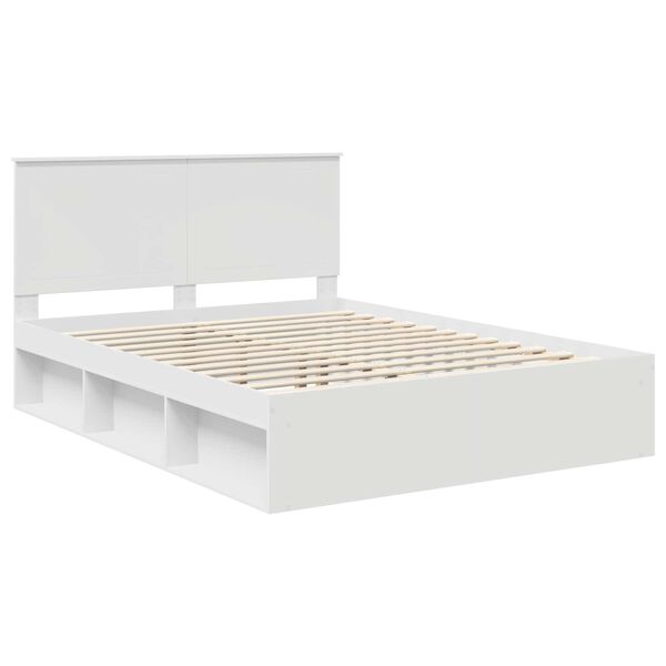 vidaXL Bettrahmen mit Kopfteil Wei&szlig; 150 x 200 cm Massives Kiefernholz