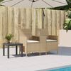 vidaXL Gartensofa 2-Sitzer mit Tisch und Kissen Beige Poly Rattan