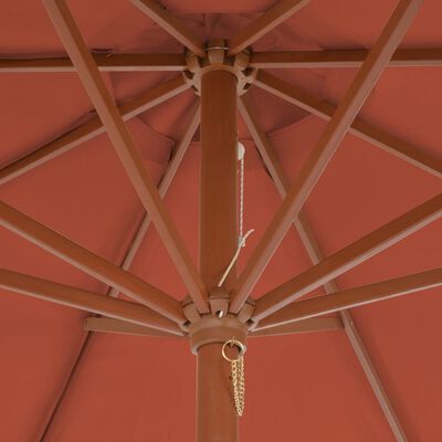 vidaXL Sonnenschirm mit Holz-Mast 300 cm Terrakotta