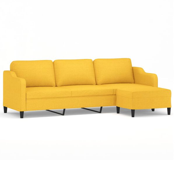 vidaXL 3-Sitzer-Sofa mit Hocker Hellgelb 210 cm Stoff