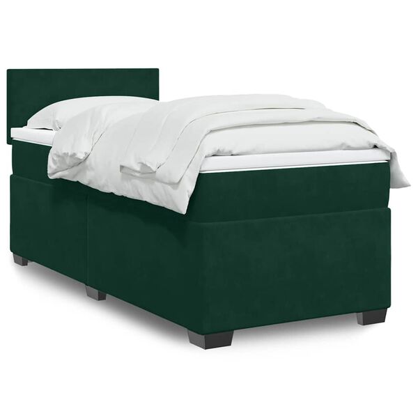 vidaXL Boxspringbett mit Matratze Dunkelgr&uuml;n 80x200 cm Samt