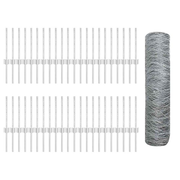 vidaXL Zaun mit Pfosten Silber 0,4 x 100 m Stahl
