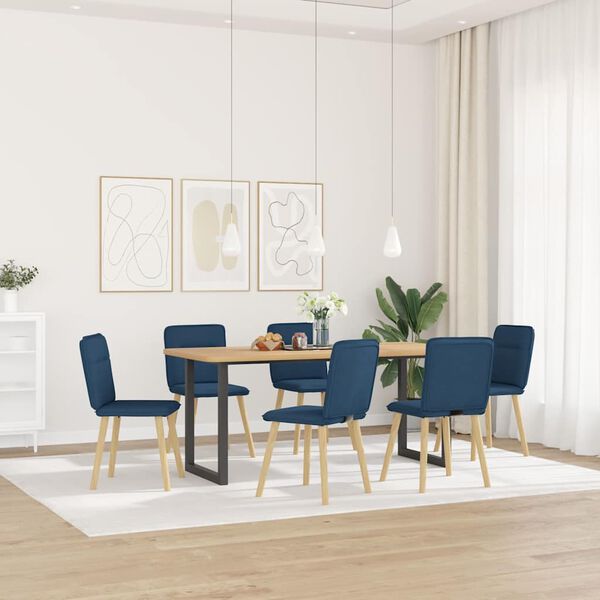 vidaXL Esszimmerst&uuml;hle 6 Stk. Blau Stoff