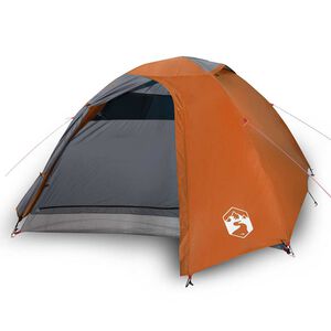 vidaXL Kuppel-Campingzelt 4 Personen Grau und Orange Wasserdicht