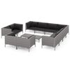 vidaXL 12-tlg. Garten-Lounge-Set mit Kissen Poly Rattan Dunkelgrau