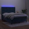vidaXL Boxspringbett mit Matratze & LED Dunkelblau 140x190 cm Samt