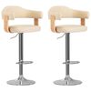vidaXL Barhocker 2 Stk. Creme Bugholz und Kunstleder