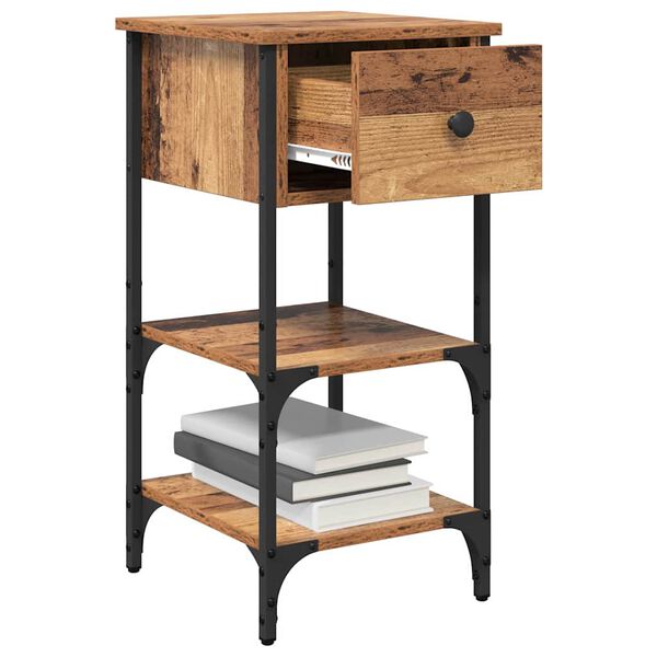 vidaXL Nachttisch Braun 33,5 x 36 x 70 cm Massives upgecyceltes Holz