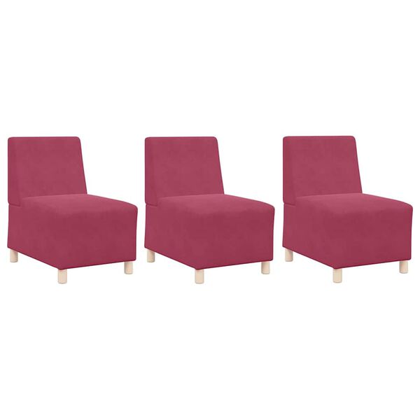 vidaXL Modulares Armfreies Sofa 3 pcs Weinrot 55 x 74 x 82 cm Samt