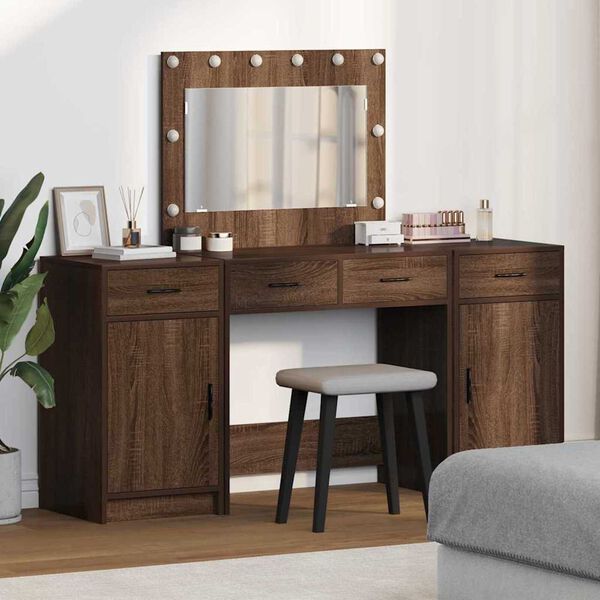 vidaXL Schminktisch mit T&uuml;r 3 pcs Braun 40 x 41 x 75 cm Holzwerkstoff