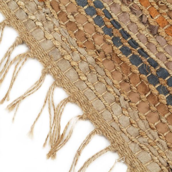 vidaXL Chindi-Teppich Handgewebt Leder Jute 190x280 cm Hellbraun