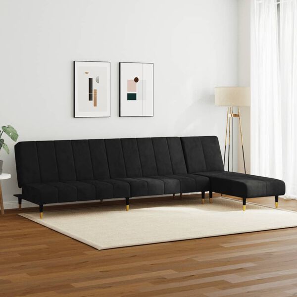 vidaXL 2-tlg. Sofagarnitur Schwarz Samt