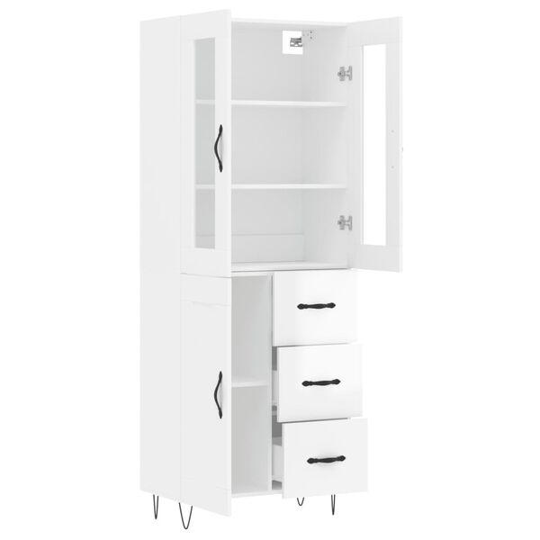 vidaXL Highboard Hochglanz-Wei&szlig; 69,5x34x180 cm Holzwerkstoff
