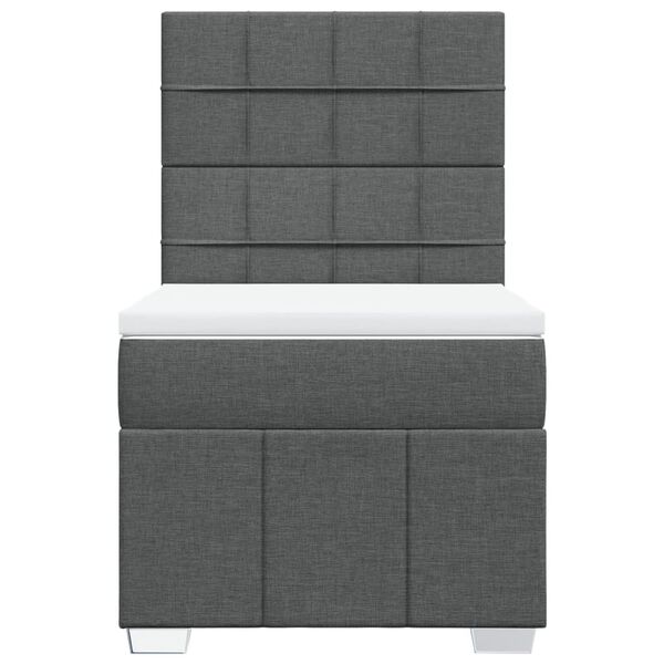 vidaXL Boxspringbett mit Matratze Dunkelgrau 90x190 cm Stoff
