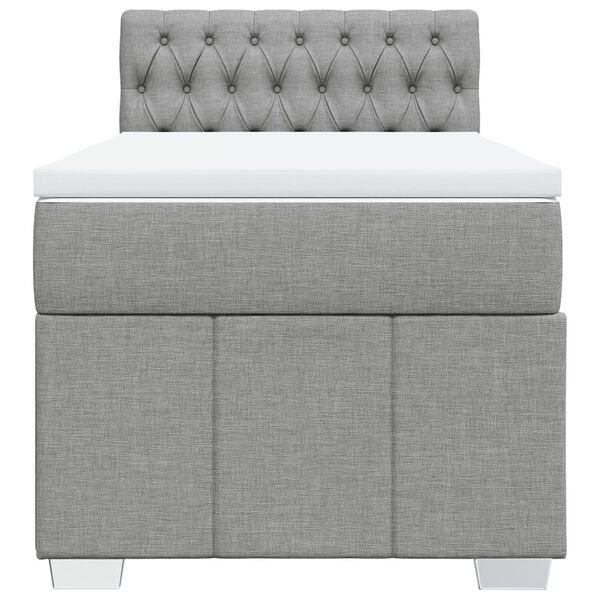 vidaXL Boxspringbett mit Matratze Hellgrau 90x190 cm Stoff