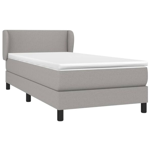 vidaXL Boxspringbett mit Matratze Hellgrau 90x190 cm Stoff