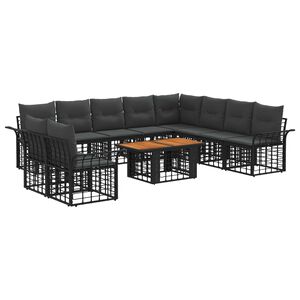 vidaXL Gartensofa-set 11 stk. Schwarz und Dunkelgrau Poly-Rattan