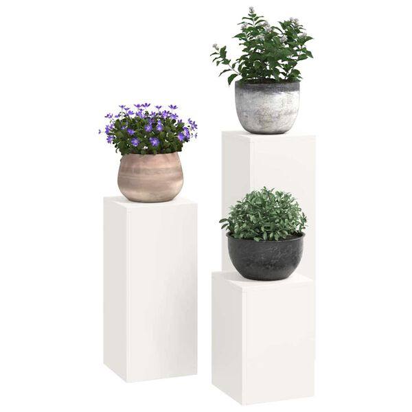 vidaXL Pflanzenst&auml;nder 3 pcs Wei&szlig; Stahl