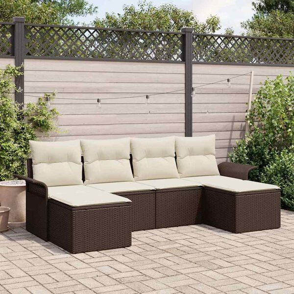 vidaXL Gartensofa-set mit Speicher 6 pcs Braun Poly-Rattan