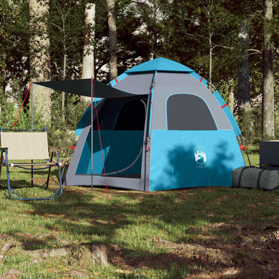 vidaXL Campingzelt 4 Personen Blau Quick Release