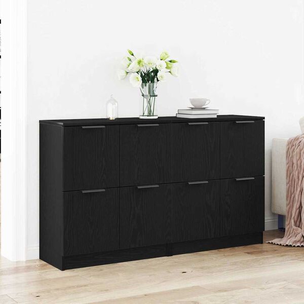 vidaXL Sideboard Schwarz Eichen-Optik 180 x 30 x 70 cm Holzwerkstoff