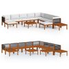 vidaXL 12-tlg. Garten-Lounge-Set mit Kissen Cremefarbenes Holz Akazie & Seil
