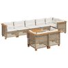 vidaXL 9-tlg. Garten-Sofagarnitur mit Kissen Beige Poly Rattan