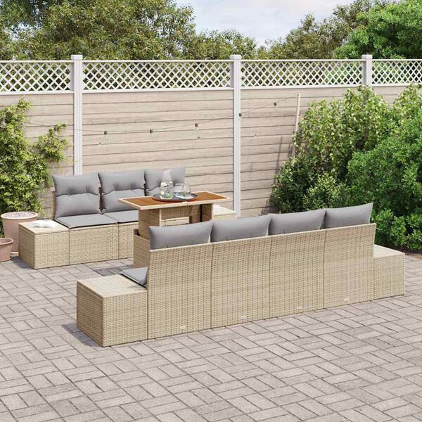 vidaXL Garten Essgruppe mit Kissen 8 pcs Beige und Grau
