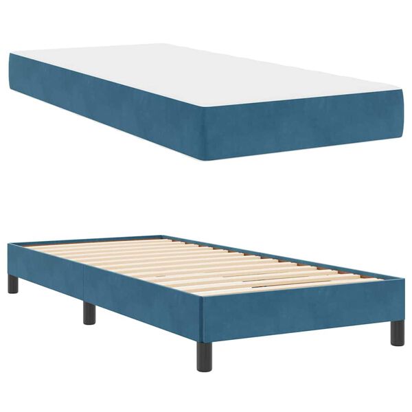 vidaXL Boxspringbett mit Matratze Dunkelblau 80 x 220 cm Stoff