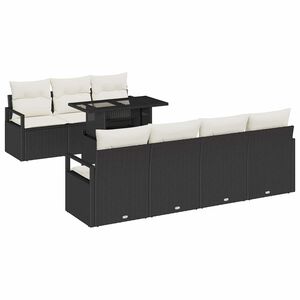 vidaXL Garten-Sofa-Set mit Speicher 8 pcs Schwarz Poly Rattan