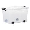 vidaXL Aufbewahrungsboxen mit Rollen & Deckeln 2 Stk. Transparent 40 L