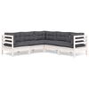 vidaXL 5-tlg. Garten-Lounge-Set mit Kissen Wei&szlig; Kiefer Massivholz