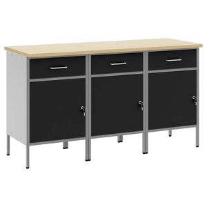 vidaXL Werkbank 3 stk. Schwarz und Grau 150 x 55 x 85 cm