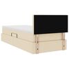 vidaXL Bett mit Stauraum und LED mit Matratze Creme 100 x 200 cm Stoff