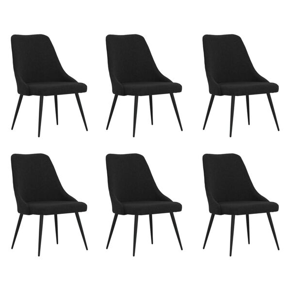 vidaXL Esszimmerst&uuml;hle 6 Stk. Schwarz Stoff